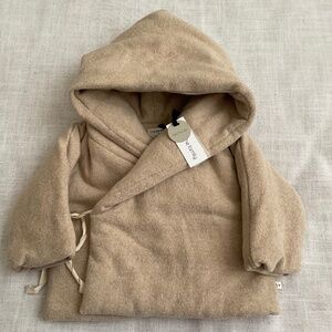 1+In The Family Wrap Beige MORE Jacket With Hood Size 12M NWT Made in Spain